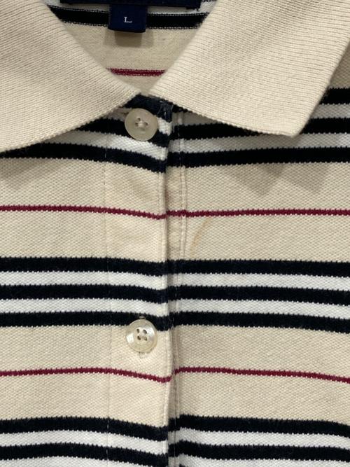 BURBERRY LONDON（バーバリーロンドン）BURBERRY LONDON (バーバリーロンドン) ボーダーポロシャツ ベージュ サイズ:Lの古着・服飾アイテム