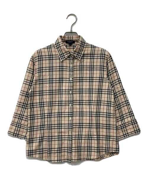 BURBERRY LONDON（バーバリーロンドン）BURBERRY LONDON (バーバリーロンドン) ノバチェック7分袖シャツ ベージュ サイズ:Lの古着・服飾アイテム