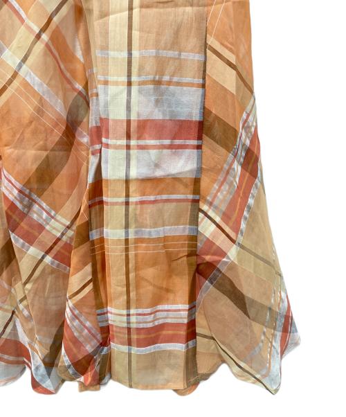 Ameri VINTAGE（アメリヴィンテージ）Ameri VINTAGE (アメリヴィンテージ) シアーチェックフレアスカート オレンジ サイズ:M 未使用品の古着・服飾アイテム