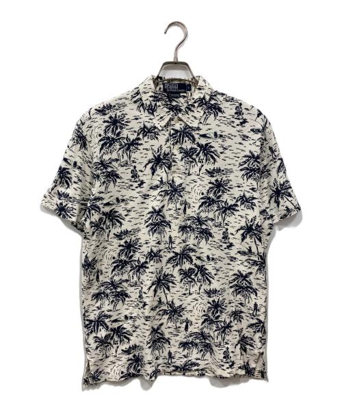 POLO RALPH LAUREN（ポロ・ラルフローレン）POLO RALPH LAUREN (ポロ・ラルフローレン) 総柄ポロシャツ ホワイト×ネイビー サイズ:Lの古着・服飾アイテム