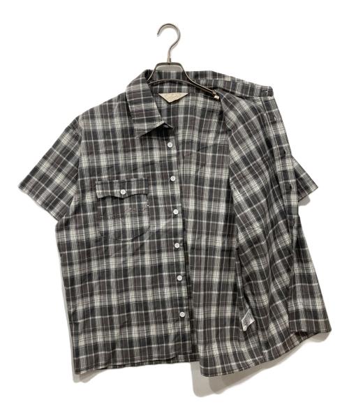 Abuku（アブク）Abuku (アブク) アソーテッドチェックウエスタンシャツ グレー×ホワイト サイズ:Lの古着・服飾アイテム