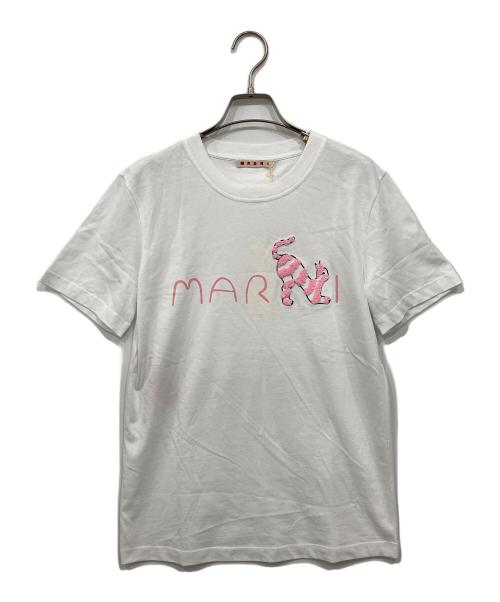 MARNI（マルニ）MARNI (マルニ) アニマルアルファベットロゴTシャツ ホワイト サイズ:38の古着・服飾アイテム