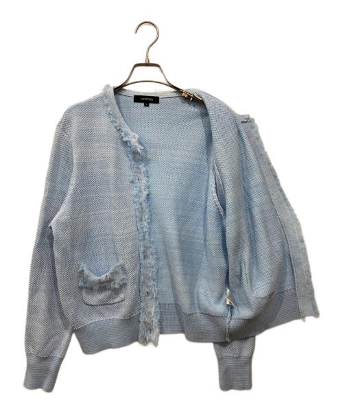 UNTITLED（アンタイトル）UNTITLED (アンタイトル) ツイードニットカーディガン ブルー サイズ:4の古着・服飾アイテム
