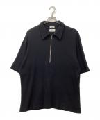 ALLEGE×KANEMASA PHIL.アレッジ×カネマサフィル）の古着「ハーフジップ半袖ニットポロ」｜ブラック