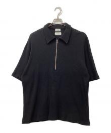 ALLEGE×KANEMASA PHIL.（アレッジ×カネマサフィル）の古着「ハーフジップ半袖ニットポロ」｜ブラック