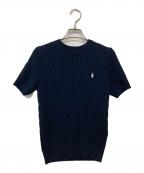 POLO RALPH LAURENポロ・ラルフローレン）の古着「半袖ケーブルニット」｜ネイビー