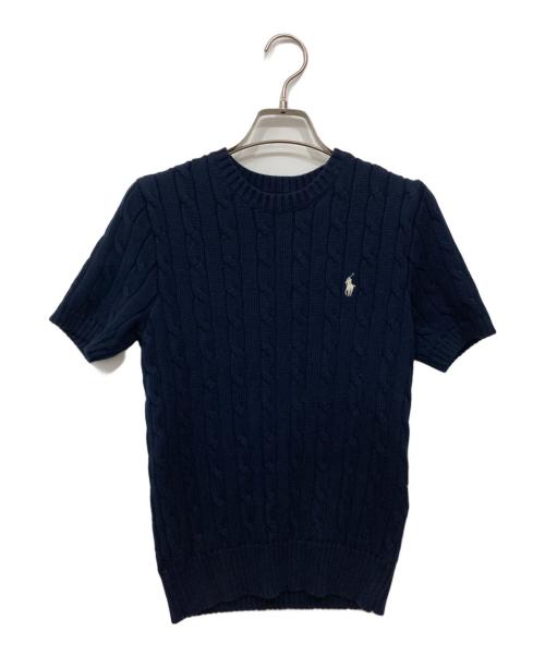 POLO RALPH LAUREN（ポロ・ラルフローレン）POLO RALPH LAUREN (ポロ・ラルフローレン) 半袖ケーブルニット ネイビー サイズ:Sの古着・服飾アイテム