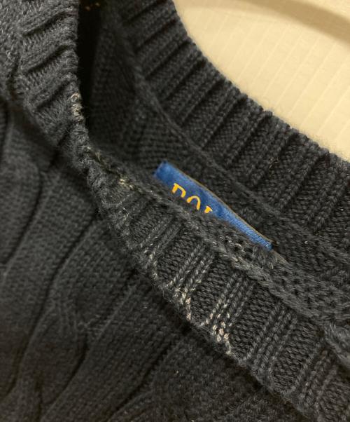 POLO RALPH LAUREN（ポロ・ラルフローレン）POLO RALPH LAUREN (ポロ・ラルフローレン) 半袖ケーブルニット ネイビー サイズ:Sの古着・服飾アイテム