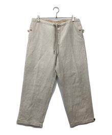 HEUGN（ユーゲン）の古着「Linen Glenn リネンコットンキャンバスシャーリングオーバーパンツ」｜アイボリー