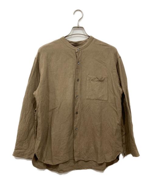 wirrow（ウィロウ）WIRROW (ウィロウ) バンブーリネン メンズ スタンドシャツ ブラウン サイズ:1の古着・服飾アイテム