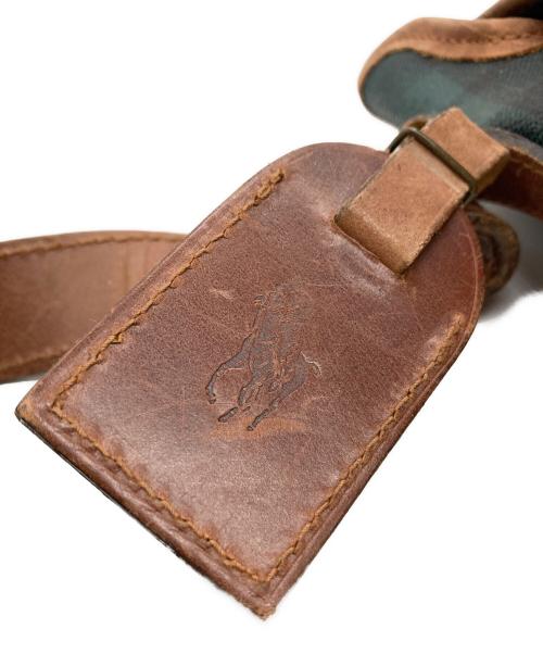 POLO RALPH LAUREN（ポロ・ラルフローレン）POLO RALPH LAUREN (ポロ・ラルフローレン) PVCレザーショルダーバッグ グリーン×ネイビーの古着・服飾アイテム