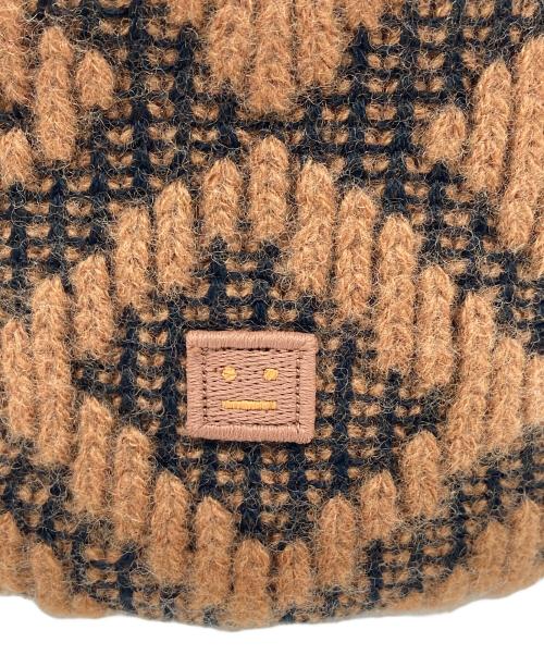 Acne studios（アクネ ストゥディオズ）Acne studios (アクネ ストゥディオズ) スモールFaceロゴビーニー ブラウン サイズ:One Size(56cm)の古着・服飾アイテム