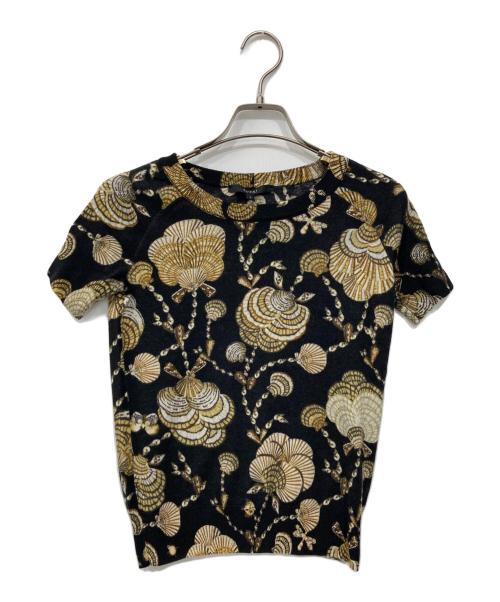 GUCCI（グッチ）GUCCI (グッチ) 半袖カシミヤニット ブラック×ベージュ サイズ:Sの古着・服飾アイテム