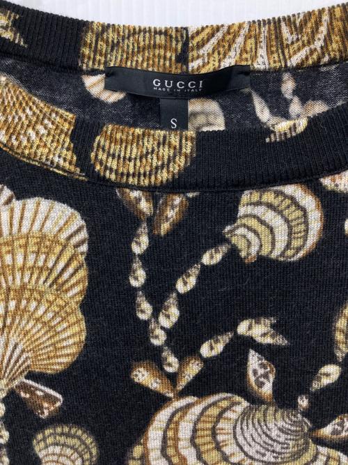 GUCCI（グッチ）GUCCI (グッチ) 半袖カシミヤニット ブラック×ベージュ サイズ:Sの古着・服飾アイテム