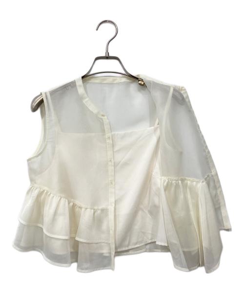 CELFORD（セルフォード）CELFORD (セルフォード) ラッフルペプラムシアーブラウス アイボリー サイズ:36の古着・服飾アイテム
