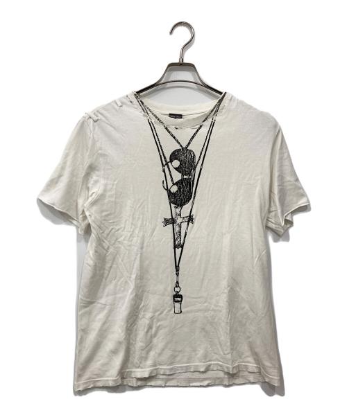 NUMBER (N)INE（ナンバーナイン）NUMBER (N)INE (ナンバーナイン) ネックレスプリントTシャツ ホワイト サイズ:2の古着・服飾アイテム