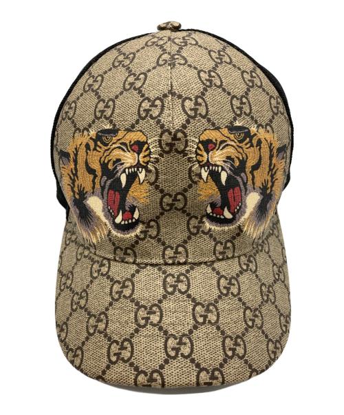 GUCCI（グッチ）GUCCI (グッチ) タイガープリント ベースボールキャップ ベージュ サイズ:M(58cm)の古着・服飾アイテム