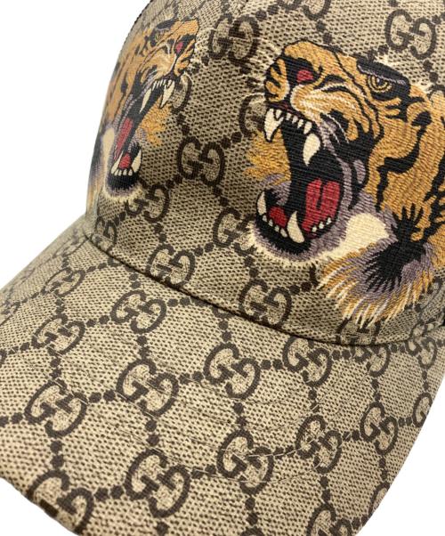 GUCCI（グッチ）GUCCI (グッチ) タイガープリント ベースボールキャップ ベージュ サイズ:M(58cm)の古着・服飾アイテム