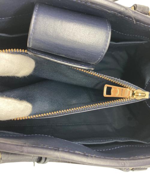 COACH（コーチ）COACH (コーチ) クロコ型押しレザー 2WAYバッグ ネイビーの古着・服飾アイテム