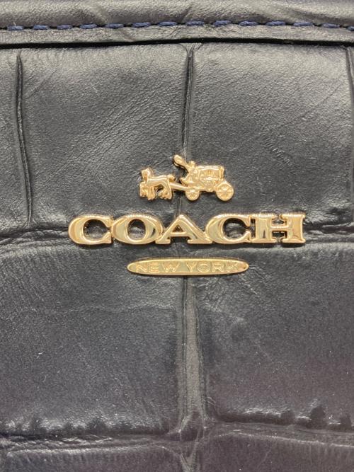 COACH（コーチ）COACH (コーチ) クロコ型押しレザー 2WAYバッグ ネイビーの古着・服飾アイテム