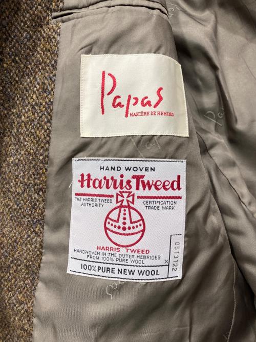 PAPAS（パパス）PAPAS (パパス) ウールテーラードジャケット ブラウン サイズ:Mの古着・服飾アイテム
