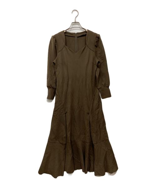 Ameri（アメリ）Ameri (アメリ) ペンタゴンネックフォールドヘムドレス ブラウン サイズ:Mの古着・服飾アイテム