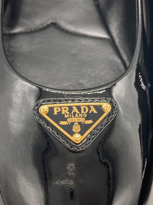 PRADA（プラダ）PRADA (プラダ) ライアングルロゴ バレリーナシューズ ブラック サイズ:37 1/2の古着・服飾アイテム