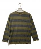 stussyステューシー）の古着「ボーダーカットソー」｜グレー×カーキ