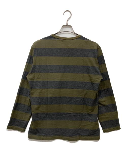 stussy（ステューシー）stussy (ステューシー) ボーダーカットソー グレー×カーキ サイズ:Mの古着・服飾アイテム