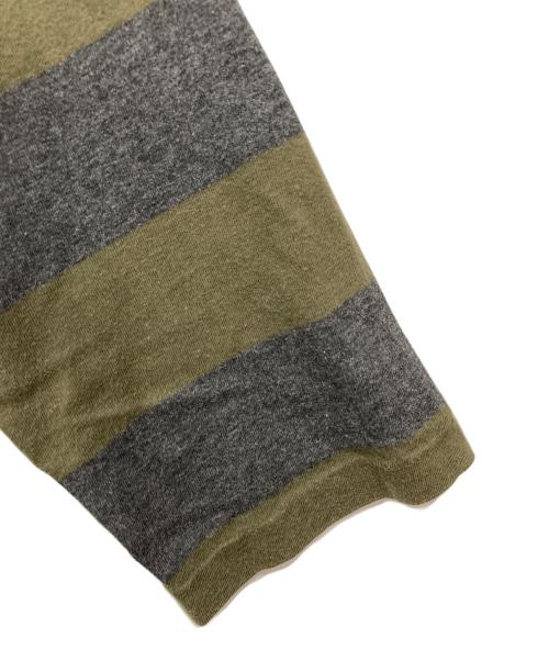 stussy（ステューシー）stussy (ステューシー) ボーダーカットソー グレー×カーキ サイズ:Mの古着・服飾アイテム