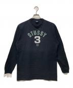 stussyステューシー）の古着「アーチロゴプリントカットソー」｜ネイビー