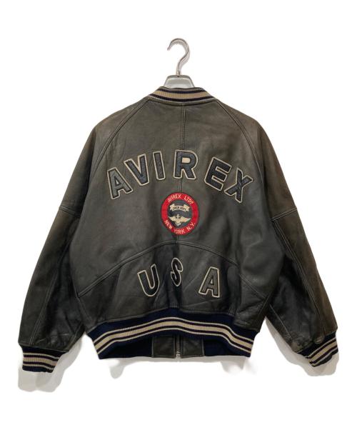 AVIREX（アヴィレックス）AVIREX (アヴィレックス) レザーバーシティージャケット ブラウン サイズ:Mの古着・服飾アイテム