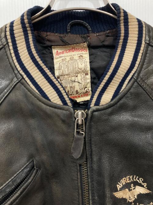 AVIREX（アヴィレックス）AVIREX (アヴィレックス) レザーバーシティージャケット ブラウン サイズ:Mの古着・服飾アイテム