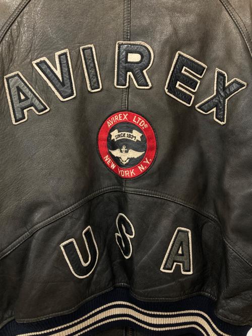 AVIREX（アヴィレックス）AVIREX (アヴィレックス) レザーバーシティージャケット ブラウン サイズ:Mの古着・服飾アイテム