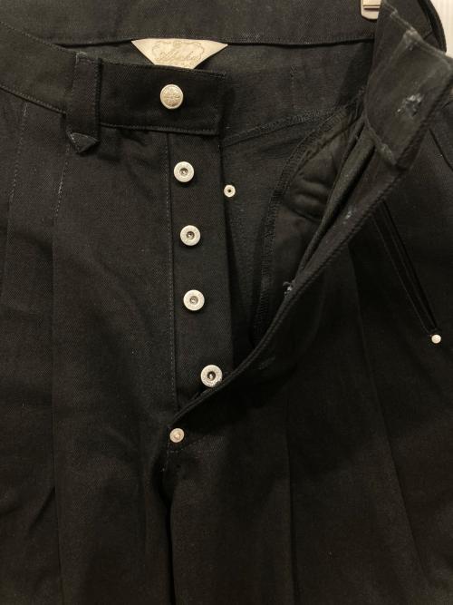 Abuku（アブク）Abuku (アブク) ワイドタックカラードデニムパンツ ブラック サイズ:Lの古着・服飾アイテム