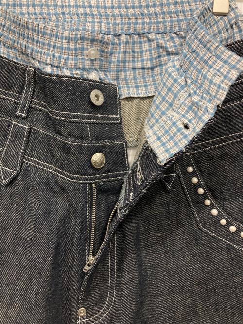 Abuku（アブク）Abuku (アブク) 3レイヤードパールローライズデニム インディゴ サイズ:Lの古着・服飾アイテム
