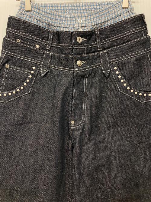 Abuku（アブク）Abuku (アブク) 3レイヤードパールローライズデニム インディゴ サイズ:Lの古着・服飾アイテム