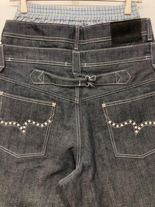 Abuku（アブク）Abuku (アブク) 3レイヤードパールローライズデニム インディゴ サイズ:Lの古着・服飾アイテム