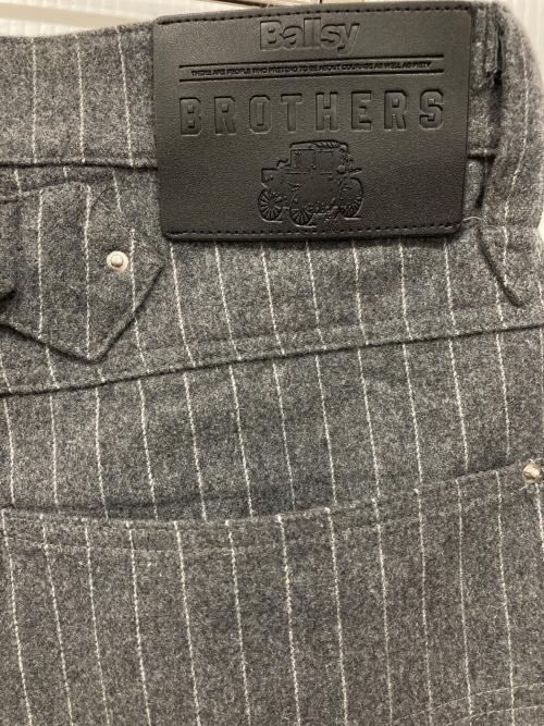 Ballsy.Brothers（ボールジーブラザーズ）Ballsy.Brothers (ボールジーブラザーズ) ウールウエスタンストライプスラックス グレー サイズ:Lの古着・服飾アイテム