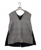 TOMORROW LAND collectionトゥモローランドコレクション）の古着「ウールシルクブロックトゥース 4-wayジレ」｜グレー