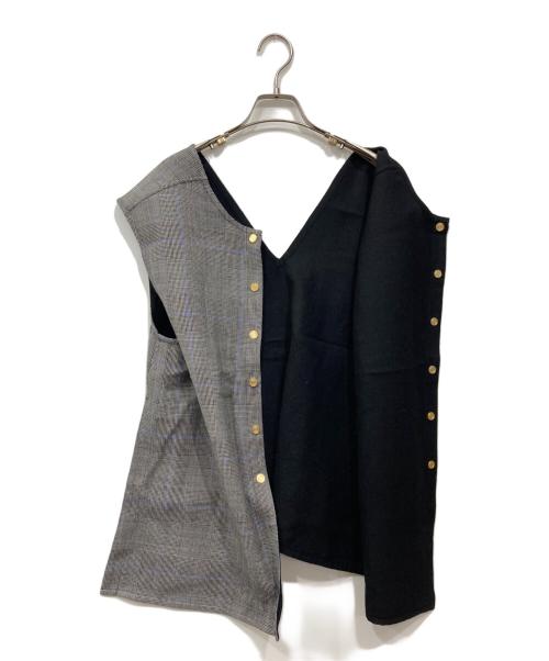 TOMORROW LAND collection（トゥモローランドコレクション）TOMORROW LAND collection (トゥモローランドコレクション) ウールシルクブロックトゥース 4-wayジレ グレー サイズ:36の古着・服飾アイテム