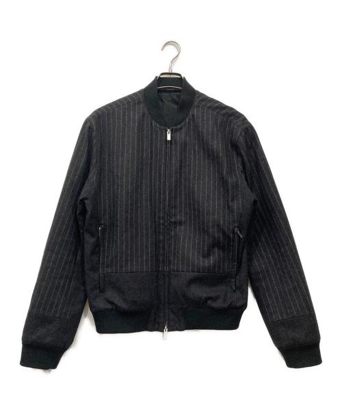 HERMES（エルメス）HERMES (エルメス) ストライプウールボンバージャケット グレー サイズ:48の古着・服飾アイテム
