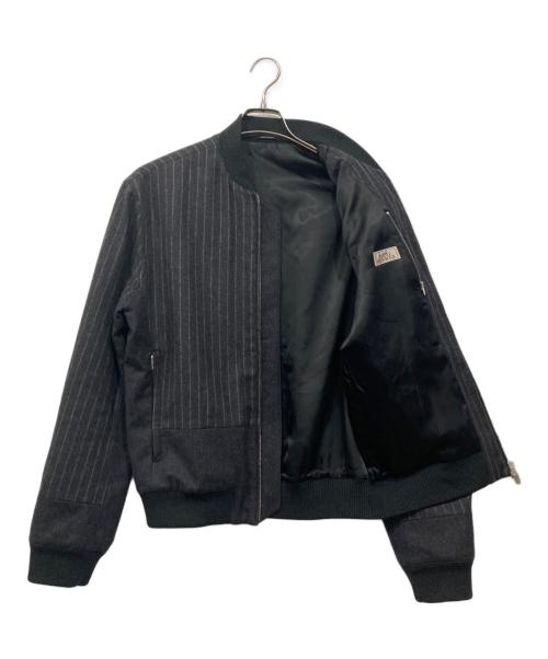 HERMES（エルメス）HERMES (エルメス) ストライプウールボンバージャケット グレー サイズ:48の古着・服飾アイテム