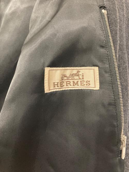 HERMES（エルメス）HERMES (エルメス) ストライプウールボンバージャケット グレー サイズ:48の古着・服飾アイテム