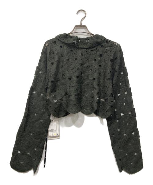 Ameri（アメリ）Ameri (アメリ) レースライクニットショートトップ カーキ サイズ:Free 未使用品の古着・服飾アイテム