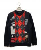 GIVENCHYジバンシィ）の古着「アーガイル切替スウェット」｜ブラック×レッド