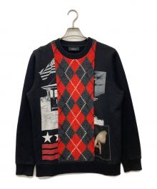 GIVENCHY（ジバンシィ）の古着「アーガイル切替スウェット」｜ブラック×レッド