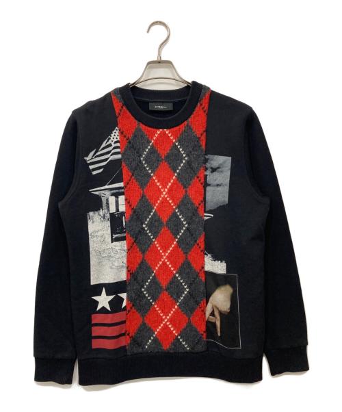 GIVENCHY（ジバンシィ）GIVENCHY (ジバンシィ) アーガイル切替スウェット ブラック×レッド サイズ:XSの古着・服飾アイテム