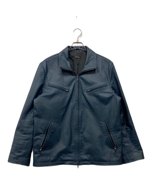 SCHAFFEN（シャッフェン）SCHAFFEN (シャッフェン) キャメル レザー ジャケット ネイビー サイズ:2の古着・服飾アイテム