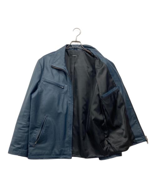 SCHAFFEN（シャッフェン）SCHAFFEN (シャッフェン) キャメル レザー ジャケット ネイビー サイズ:2の古着・服飾アイテム